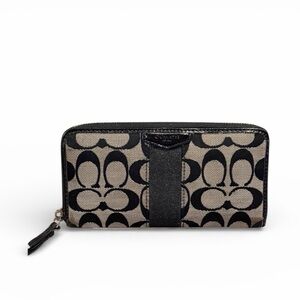 Coach Signature Stripe Accordion Zip Around Wallet